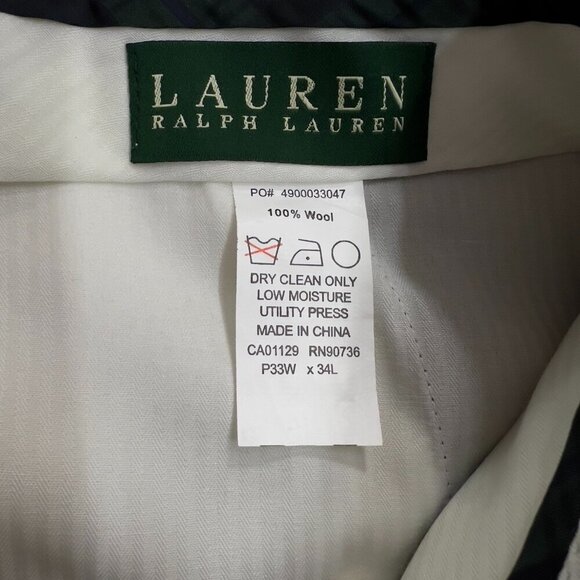 Lauren Ralph Lauren 100% Wool Charcoal Houndstooth Pants Mens 33W X 34L NWT - Picture 8 of 9